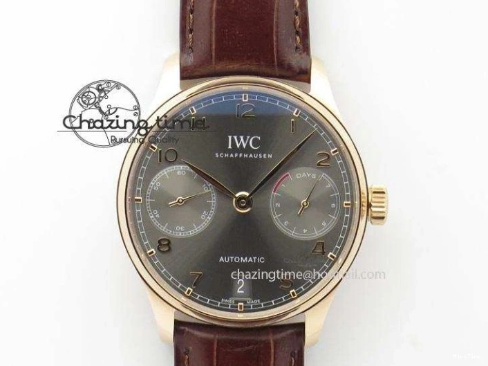 MIROTIME 0416 Breathable Portuguese Real PR IW500127 ZF 1:1 Best Edition Gray Red Dial On Black Leather Strap A 7332